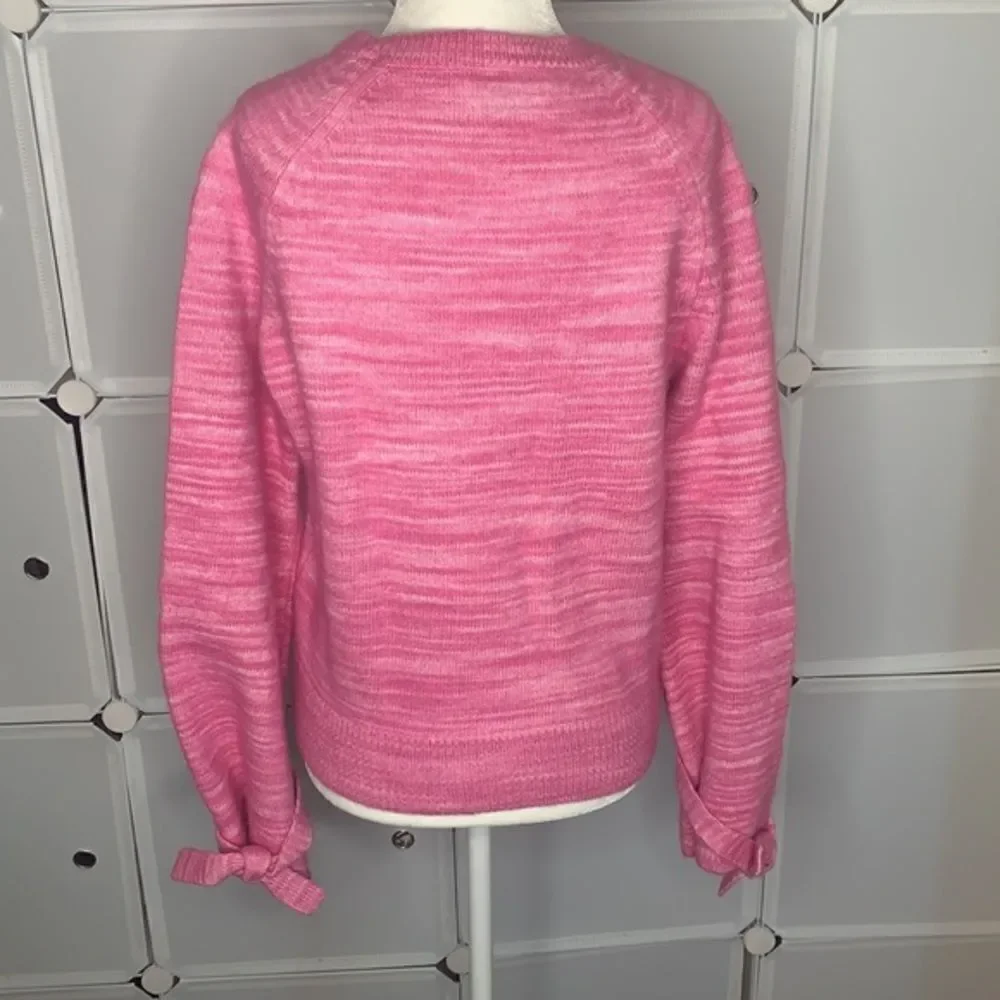 J.Crew Alpaca Blend Tie-sleeve Marled Pink Sweater Size Small